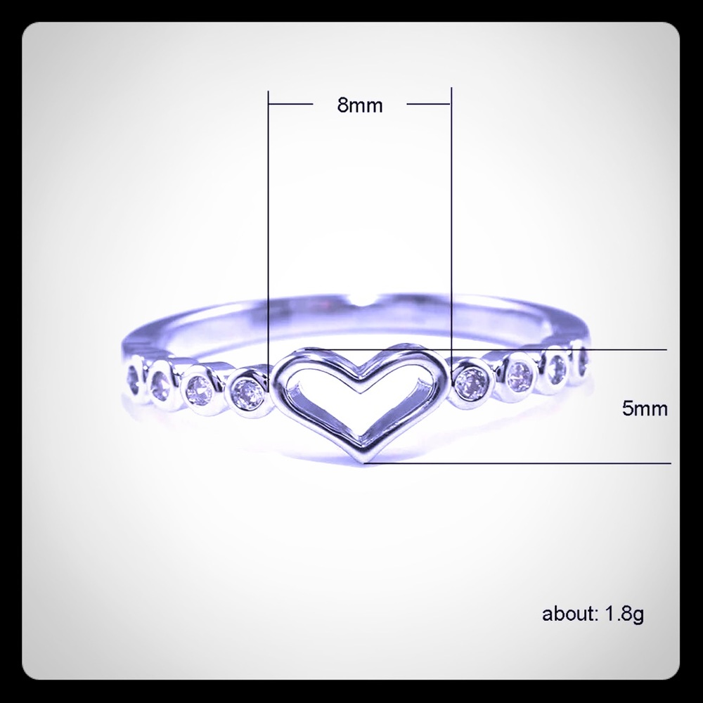 925 Sterling silver Heart ring Size 6